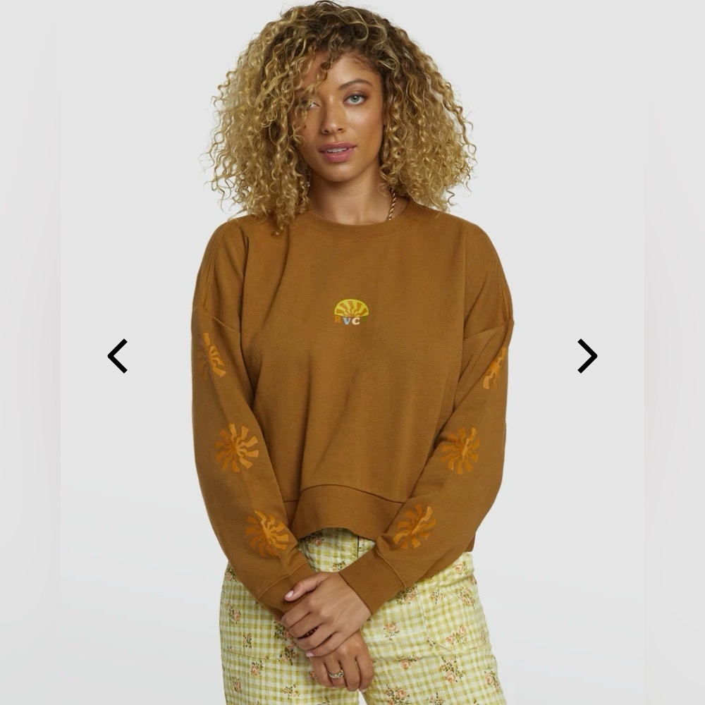 RVCA Brown Shine Crop Long Sleeve Size Small